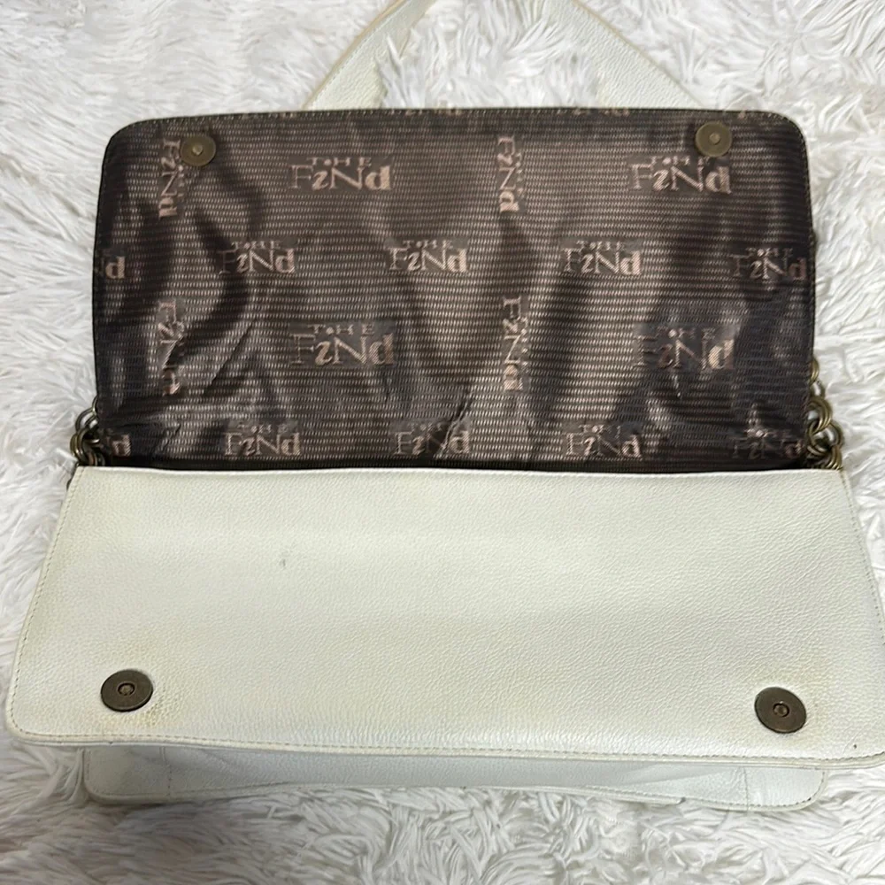 White Studded Hobo Bag with Gold Accents